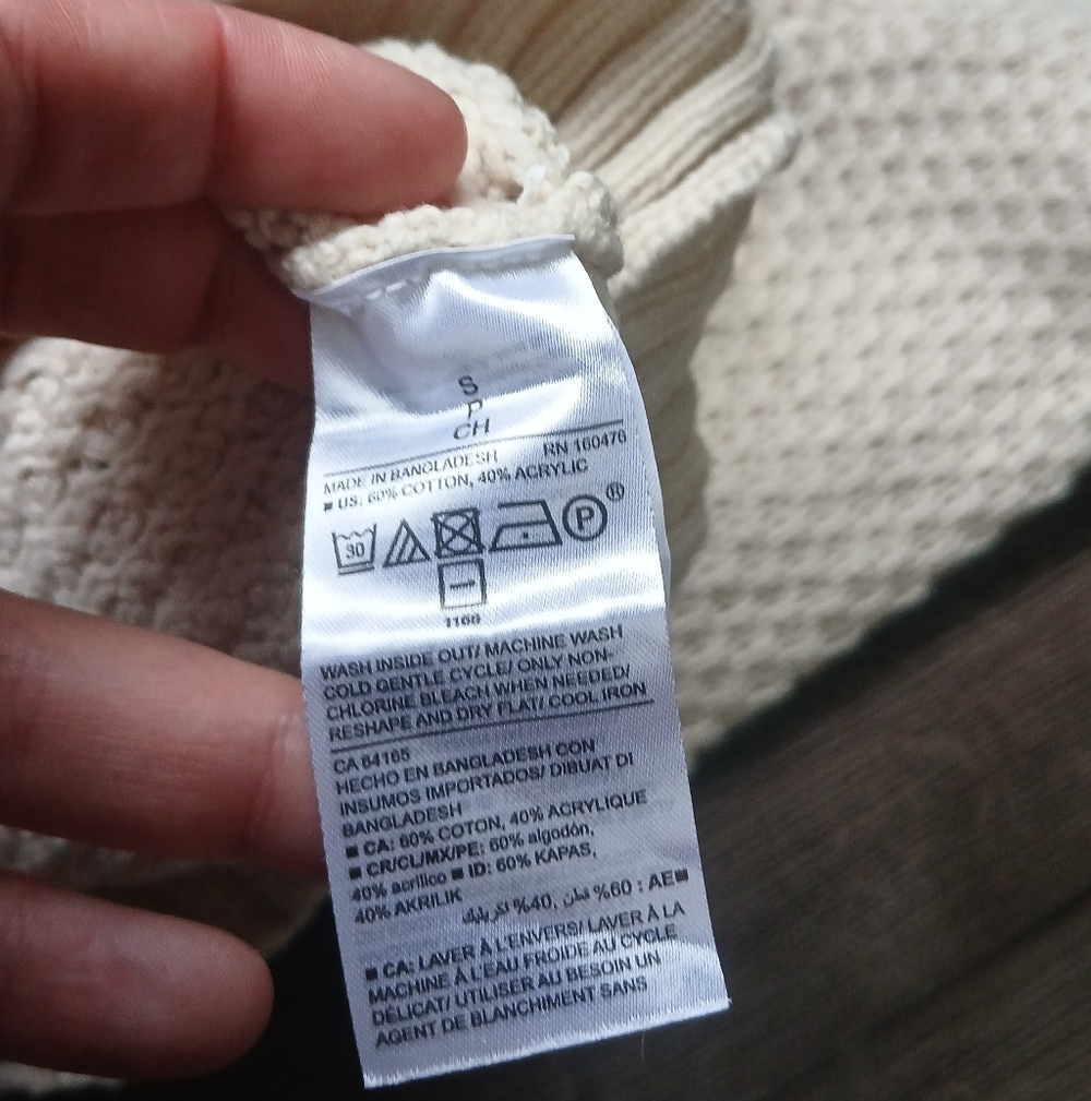 Cream Cable Knit Sweater Cozy Rory Cotton Blend Size Small - Picture 3 of 5
